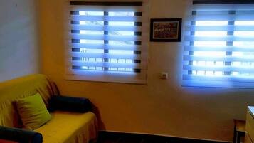 Een televisie en een open haard