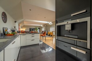 Microwave, dishwasher, coffee/tea maker, highchair