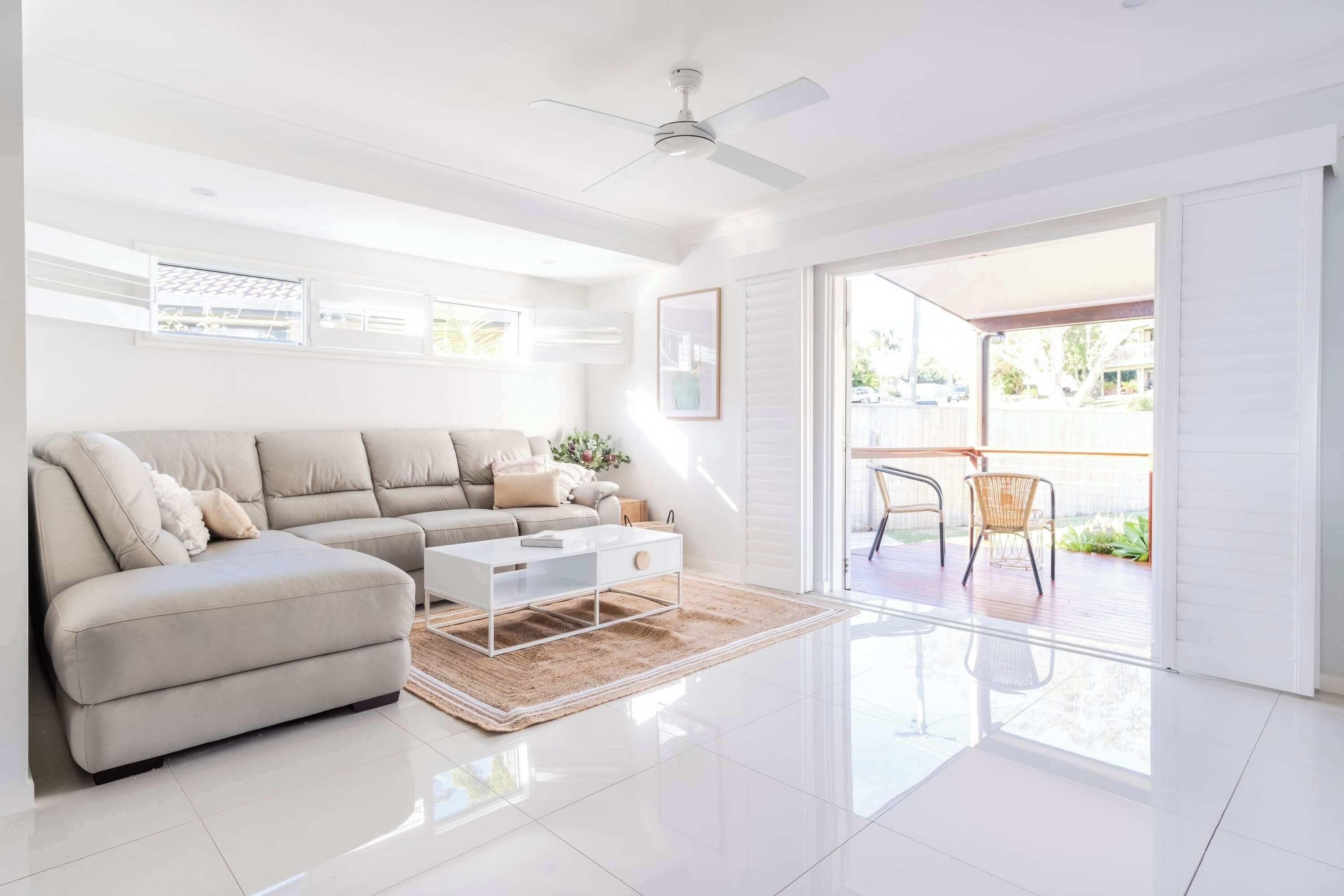 Spacious and bright living room.