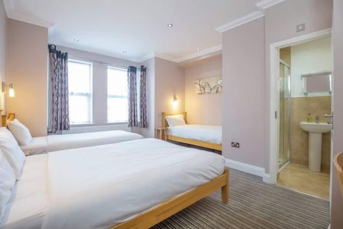 Desk, blackout curtains, iron/ironing board, free WiFi