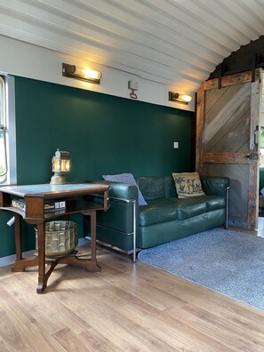 TV connectée, cheminée, livres