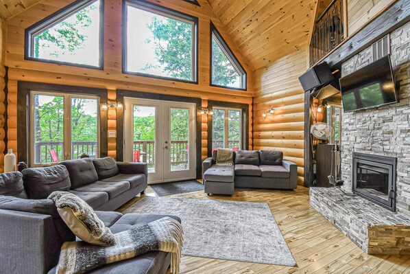 TV, fireplace, video games, table football