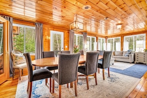 Dining - Sunday River Lakefront Grand Cabin, Sleeps 20, Hot tub, fire pit, pets welcome (Unorganized Territory of South Oxford)
