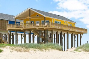 Exterior - 3BR Beachfront Retreat | Gulf Views, Wraparound Deck, Sleeps 12, Pet-Friendly, & More (Gilchrist)