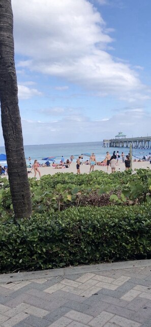 Una spiaggia nelle vicinanze, lettini da mare, teli da spiaggia