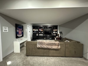 46-inch flat-screen TV with cable channels