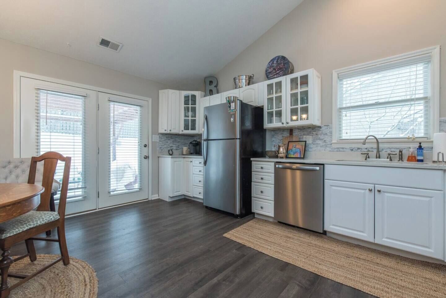 Fridge, coffee/tea maker, cookware/dishes/utensils