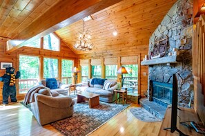 Cheminée, lecteur de DVD, écrans d'ordinateur