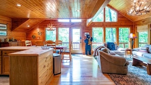 TV, fireplace - Bear Ridge - Valley Views, Hot Tub, Dog Friendly (Davis)