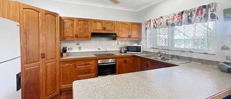 Kühlschrank, Mikrowelle, Herdplatte, Toaster