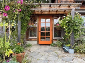 Exterior detail - Bright art-filled home, fruit trees, valley view (Lopez Island)