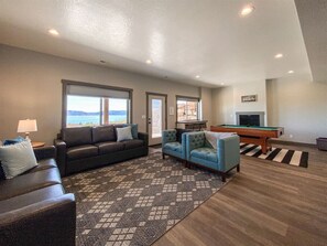 TV, fireplace, video games