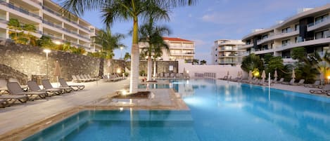 2 outdoor pools, open 9:00 AM to 8:00 PM, pool umbrellas, sun loungers