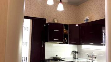 Fridge, dining tables