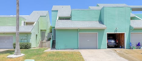 Residential buildings with flat roofs and a uniform facade.