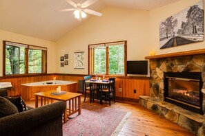 TV, fireplace, DVD player
