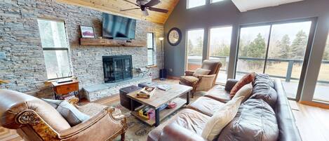 TV, caminetto, lettore DVD, tavolo da calcetto