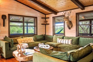 Smart TV, caminetto, biblioteca musicale, impianto stereo