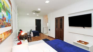 Desk, blackout curtains, iron/ironing board, free WiFi