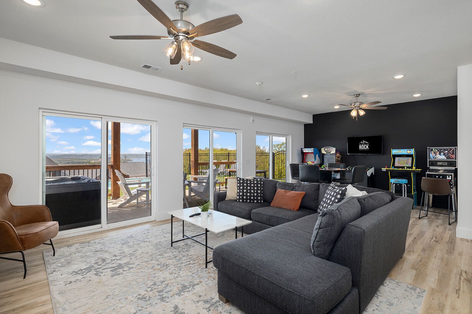 Smart TV, fireplace, video games