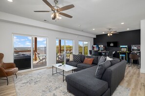 Smart TV, fireplace, video games