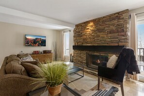 TV, fireplace