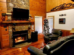 Smart TV, fireplace, video games