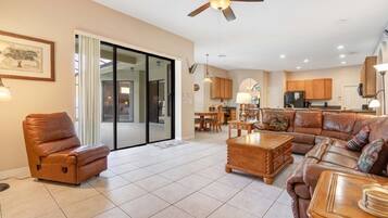 Smart TV, DVD player, books, video library