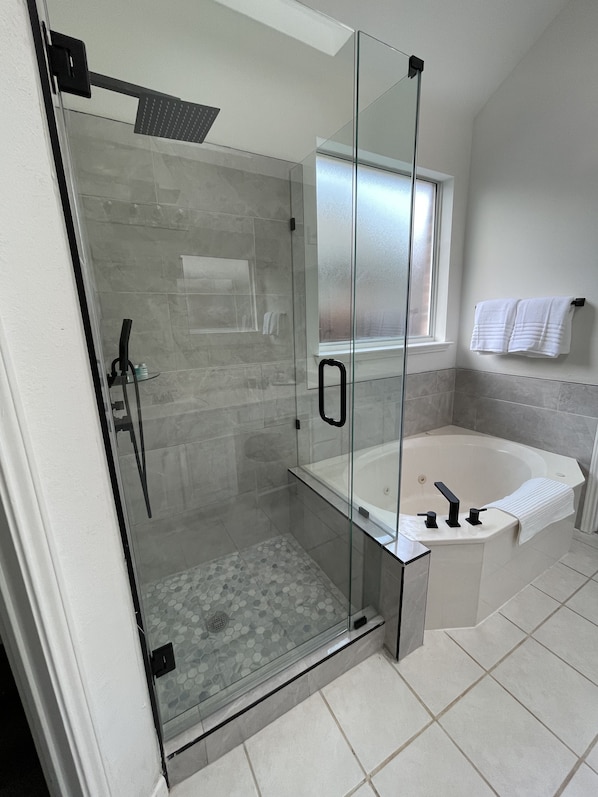 Shower, jetted tub