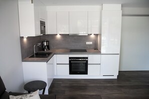 Kühlschrank, Mikrowelle, Herdplatte, Geschirrspüler