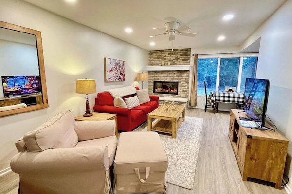 Electric Fireplace + Pull Out Sofa