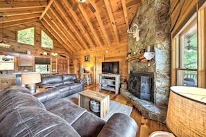 TV, fireplace, DVD player, video library