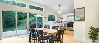 Secluded modern cabin, short walk to town, river & brewery. <25 min to Asheville