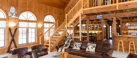 Smart TV, fireplace, foosball, table tennis