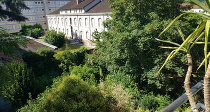 Grand appartement avec vue sur jardin arboré à 5mn de la gare et du centre ville