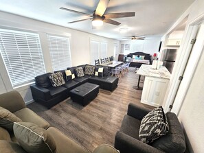 Smart TV, video games, table football, music library