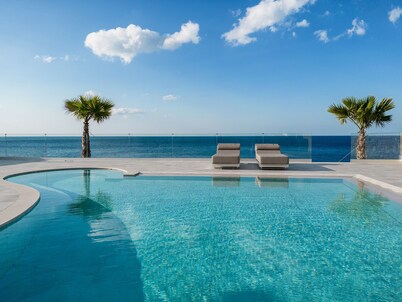 seafront brand new luxury villa swimming pool -ideal for families, free transfer