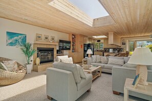 Télévision, cheminée, lecteur de DVD