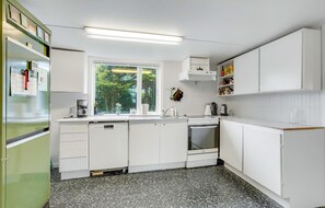 Fridge, stovetop, dishwasher, cookware/dishes/utensils