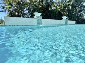 Outdoor pool, a heated pool - Luxury Island Escape @ Palm Tree Villa: Private Rooftop Deck & Saltwater Pool (Bookelia)
