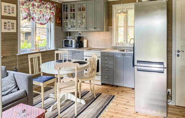 Fridge, microwave, oven, coffee/tea maker