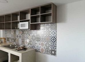 Apartment | Private kitchen | Full-size fridge, microwave, toaster