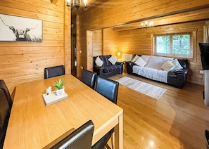 Living Dining Room - Four berth lodge with one master double and one twin each with wardrobe. (Crewkerne)