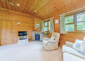 TV - Lodge with one king-size double with en suite bathroom with shower. (Kilcot, Newent)