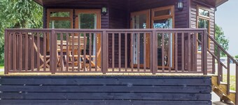 Modern two bedroom lodge, one double and one twin with en suite shower.