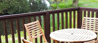 Modern two bedroom lodge, one double and one twin with en suite shower.