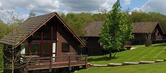 Single storey A-frame lodge.