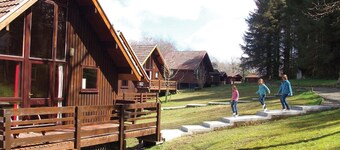 Single storey A-frame lodge.