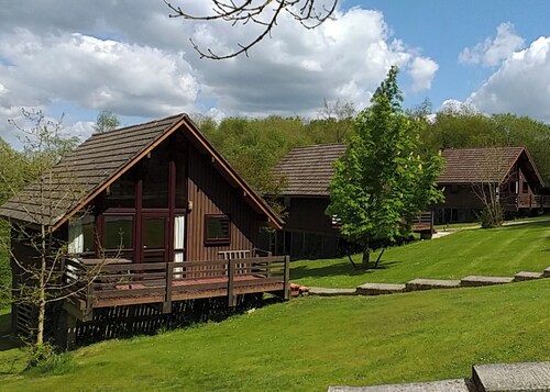 Single storey A-frame lodge.