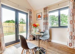 Dining - Stylish and luxurious open plan lodge with underfloor heating and smart TV. (South Duffield, Nr York)